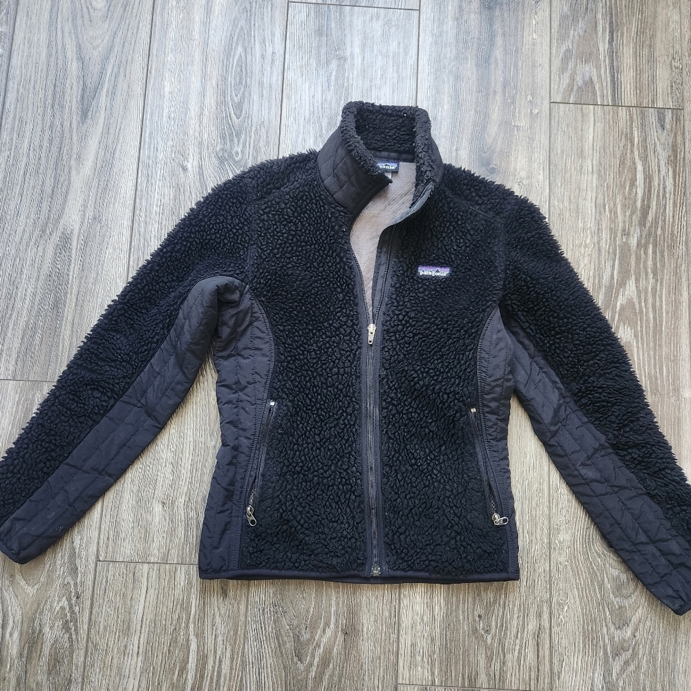 Vintage Patagonia Black Retro Fleece Full Zip Jacket XS
